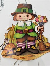 Vintage Thanksgiving Wall Decoration Pilgrim Die-Cut Beistle Made In USA 1978 picture