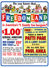 Vintage Freedom Land  Amusement Park Ad Magnet -Bronx, New York Paul Anka Sings picture