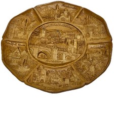 Vintage Heidelberg German Romantische Deutschland Hand Carved Wooden Plate Lt14 picture