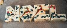 Vintage Lipper Mann Set of NOEL Santa Sleigh & Reindeer 1950's picture