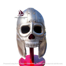 ZAIN Handmade Medieval Warrior Cosplay LARP Steel Skull Viking Helmet Valentine picture