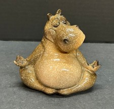 Seated Yogi Hippo Meditating Figurine Gift Hippo Yoga Zen Ceramic picture