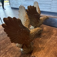 Large Cast Iron Eagles Matched Set Very Detailed Large Wing Span Old 2 count picture