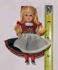 Vtg Bavarian Folk Pocket Souvenir Doll Blonde Hair Blue Eyes Jointed W Germany picture