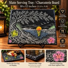 Slate Laser Engraved Hand Painted Serving Tray/Charcuterie Board picture