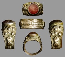 JERUSALEM FIND Ancient Crusader Silver Carnelian Ring Heraldic Cross 1200 AD picture