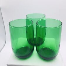 Lot of 3 Vintage Small Anchor Hocking Forest Green Juice Glasses - 3 1/4