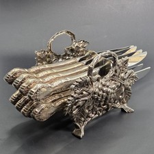 GODINGER Silver Plate Grape Leaf Knife Holder Set Of 8 Oneida Affection Knives picture