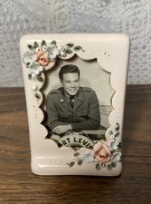 Vintage Florence Ceramics Pink Porcelain Rose Picture Frame Pasadena CA 1940s picture