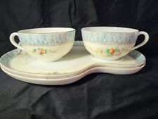 Set of 2 Noritake Hand Painted Porcelain Tea Cups and Snack Plates picture