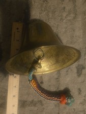 Vintage Solid Brass Bell with Woven Lanyard Clapper – Clean Interior picture