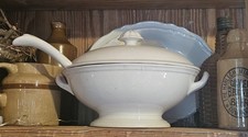 19th Century Ironstone Soup Tureen w/ Lid & Ladle Ott and Brewer Etruria Works  picture