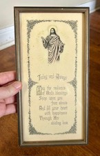 Vintage Religious Framed Blessing Plaque with Jesus Illustration picture
