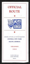 King Bros. 3 Ring Circus Official Route 1951 Macon Georgia picture