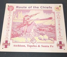 Vintage 1989 Route Of The Chiefs The Chief Santa Fe Railroad Metal Sign 12