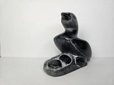 Signed Allie AWP Inuit Soapstone Bird Over Nest Sculpture Carving picture