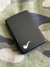 1994 Vintage Zippo Pipe Lighter - Black Matte With White Pipe Logo picture