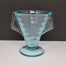 Westmoreland Huxford 1707 Optic Spiral  Vtg 1920s Ice Blue Footed MCM 4