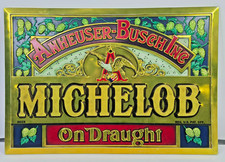 Vintage Michelob On Draught Embossed Plastic Beer Sign 30