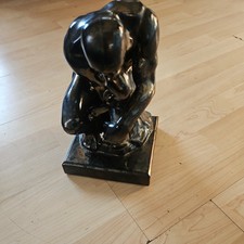 The Thinker Figure Bronze Glazed Ceramic Sculpture Statue 10 1/2