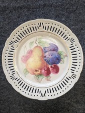 Schwarzenhammer Reticulated Fruit Plate Gold Trim Germany Antique VNG EUC 7 3/4
