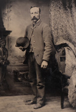 Antique CDV 6th Plate Tintype Mature Man Holding Bowler Hat #1400 picture
