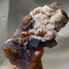 Natural Cubic Fluorite w/ Gypsum Fluorescent Double-Sided Raw Mineral Specimen picture