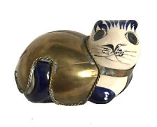 Tonala Cat Miniature Brass Cast Cat Figurine  2.5” Mexico Pottery  ...... picture