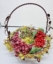 Metal Wire Basket With Beautiful Fruit And Vine Stunning with grapes picture