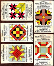 Authentic Antique 5x Quilt Block Designs Newcomb Loom Iowa Trade Card Lot SR.H.Q picture