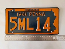 Vintage 1941 Penna Pennsylvania License Plate # 5ML14  picture