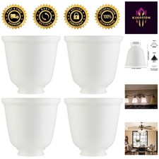 Elegant 4 Pack Frosted Glass Lamp Shades with Alabaster Domed Design picture