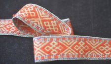 Antique Hand Embroidered Ribbon Trim UU987 picture