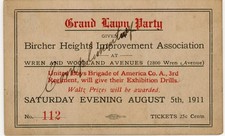 1911 St. Louis Bircher Heights Grand Lawn Party Ticket No.112 Boys Brigade picture