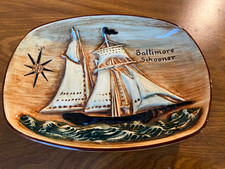 Pennsbury Pottery Baltimore Schooner Nautical Vintage Ship Plaque or Tray Rare picture