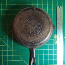 Vtg GRISWOLD Cast Iron SKILLET Small Frying Pan #5 Large Block Logo 709A ERIE PA picture