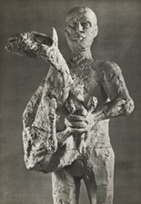 1949 Brassai Original Photo Art Of Picasso Sculpture Plaster Man With Lamb 12x16 picture