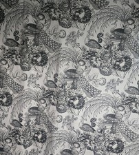 VTG 6.5+ Yds 1998 Pearce International Peacock Toile Du Jouy Fabric 58”W - NOIR picture