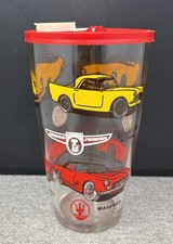 VTG Hazel Atlas Glass 1960s Cocktail Shaker Sunbeam Alpine Maserati Car Graphic picture