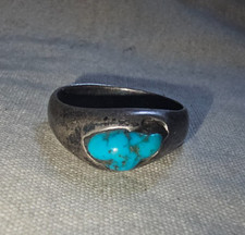 vtg old pawn Native American TURQUOISE & STERLING RING Mans sz 12.5 picture