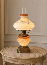 Vtg Hand Painted Floral Gone With The Wind Hurricane 3 Way Lamp Signed By Artist picture