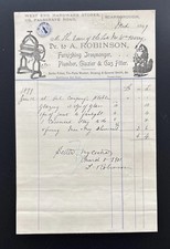1899 A. Robinson Scarborough Furnishing Ironmonger Invoice Shop Receipt Antique picture