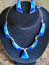 J. Charlie Handmade Navajo Sterling Silver Necklace & Earrings Set Fabulous picture
