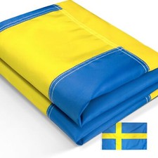 Anley EverStrong Series Embroidered Sweden Flag 3x5 Ft - Polyester Swedish Flag picture