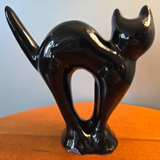 Vintage Limited MCCOY Black Ceramic Cat Candle Holder Halloween Decor picture