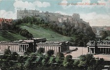 Postcard Scotland: Edinburgh Castle and National Gallery, DB picture
