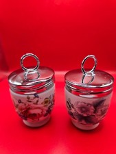 VINTAGE ROYAL WORCESTER ENGLAND EGG CODDLERS X2 ROSES AND FLORALS picture