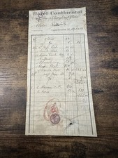 Antique Hotel Continental Paris Receipt French Revenue Stamp Ephemera picture