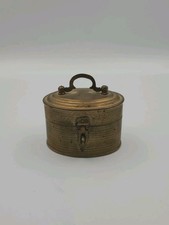 Vintage Indian Handcrafted Brass Jali Cut Box Trinket Storage Stash Decorative picture