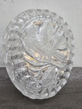 Vtg ECHT BLEIKRISTALL Clear Crystal BIRD Lidded TRINKET DISH picture